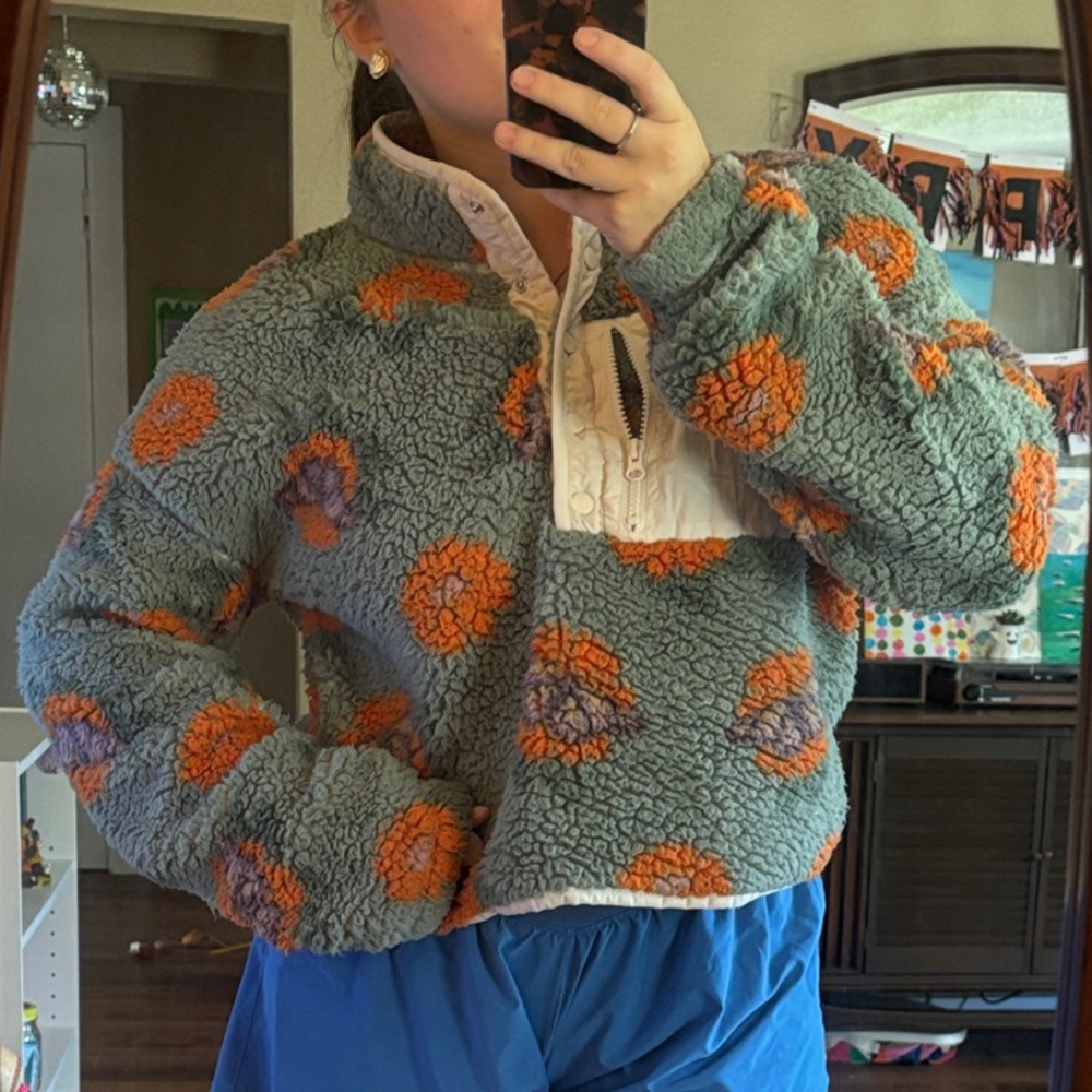 PacSun Green and Orange Fleece Jacket - Picture 1 of 3